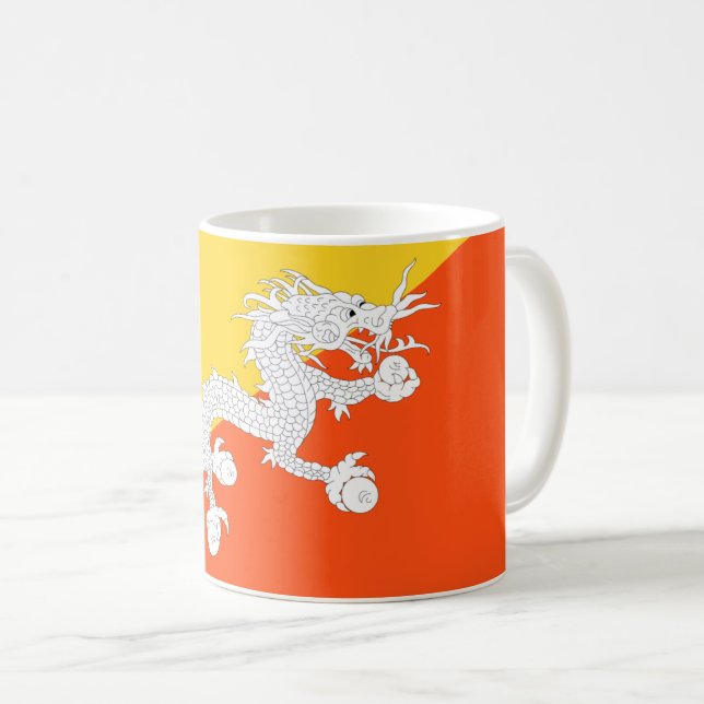 Bhutan-Flagge Kaffeetasse (VorderseiteRechts)