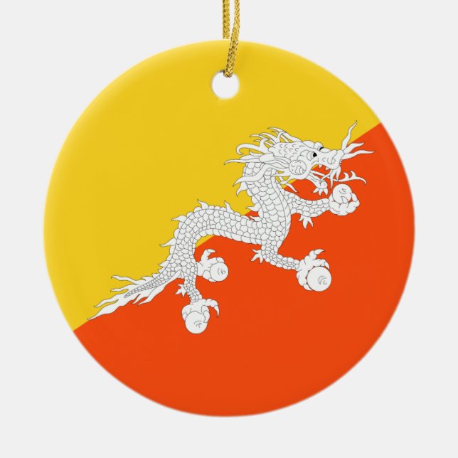 Bhutan-Flagge Keramik Ornament (Vorne)