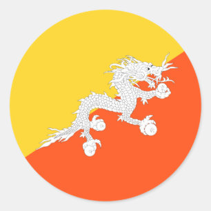 Bhutan-Flagge Runder Aufkleber