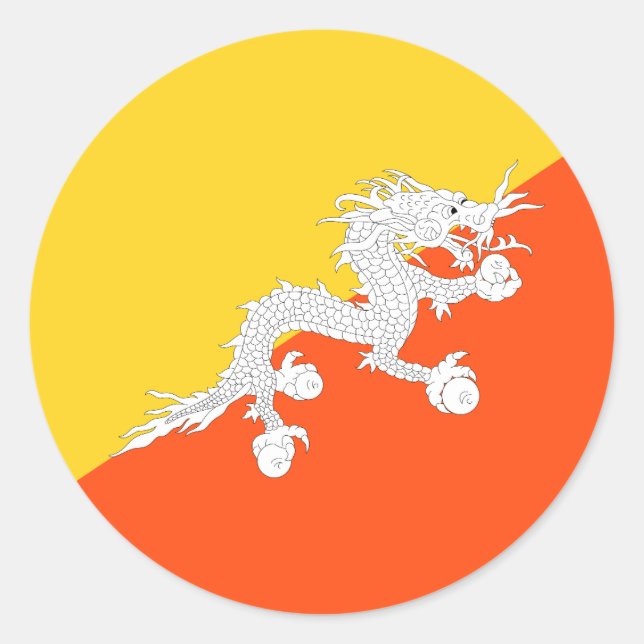 Bhutan-Flagge Runder Aufkleber (Vorderseite)