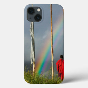 Bhutan, Gangtey Dorf, Regenbogen über zwei Mönchen Case-Mate iPhone Hülle