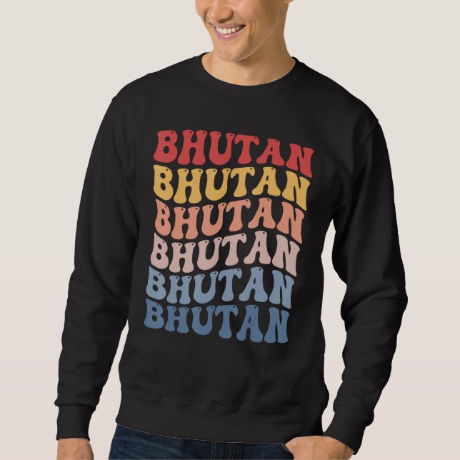 Bhutan Groovy Retro Bhutanese Sweatshirt (Vorderseite)