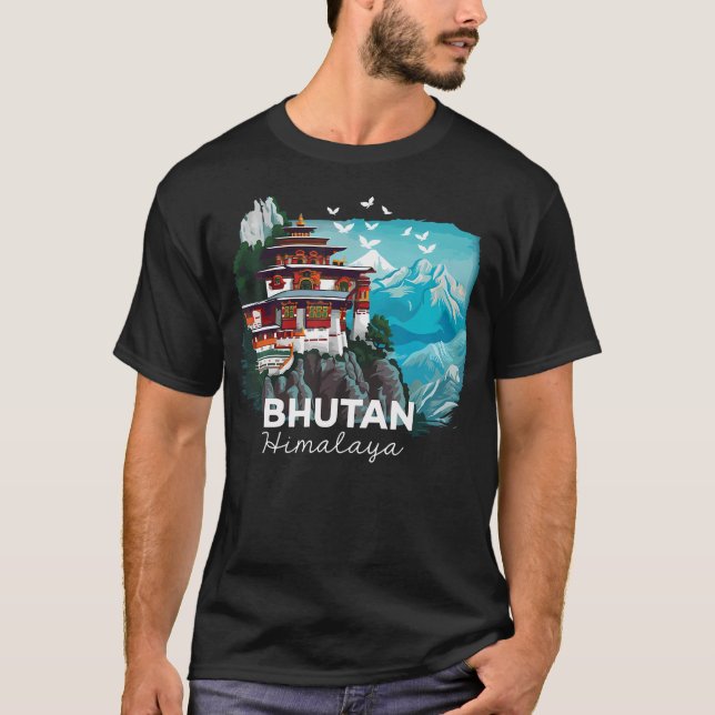 Bhutan Himalaya Temple Bhutanese Hiking Costume T-Shirt (Vorderseite)