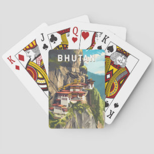Bhutan Illustration Travel Art Vintag Spielkarten