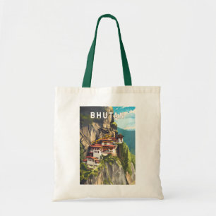 Bhutan Illustration Travel Art Vintag Tragetasche