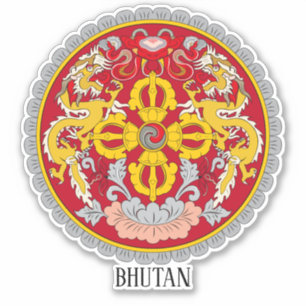 Bhutan National Coat of Arms Patriotic Aufkleber