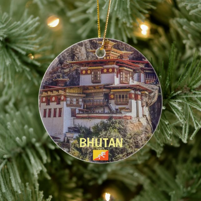 Bhutan Panorama Weihnachtsdekoration Keramik Ornament (Baum)