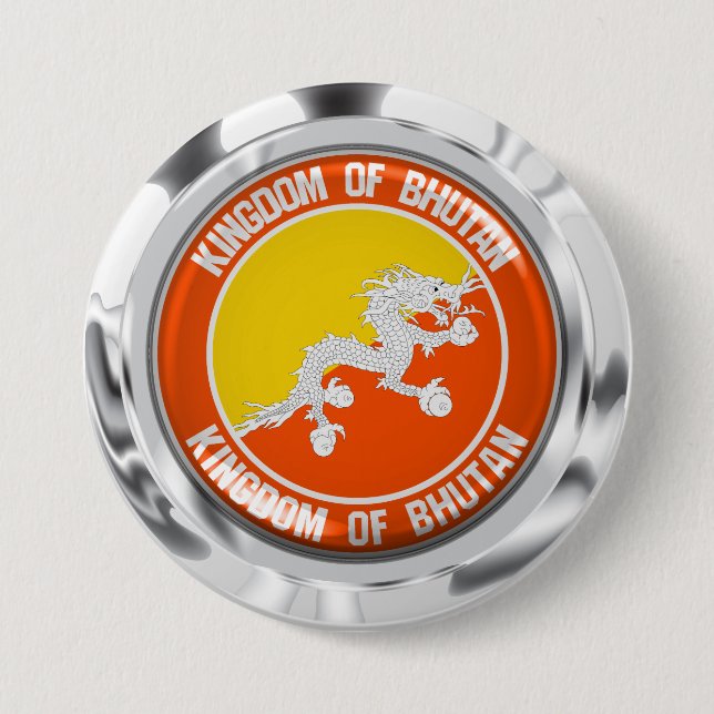 Bhutan Round Emblem Button (Vorderseite)