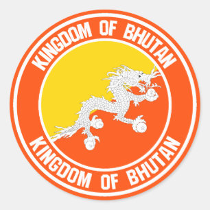 Bhutan Round Emblem Runder Aufkleber