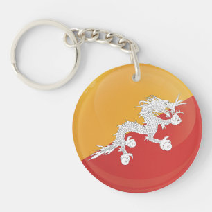 Bhutan Round Icon Flag Schlüsselanhänger