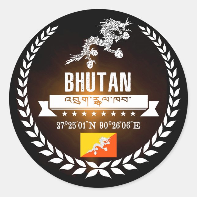 Bhutan Runder Aufkleber (Vorderseite)