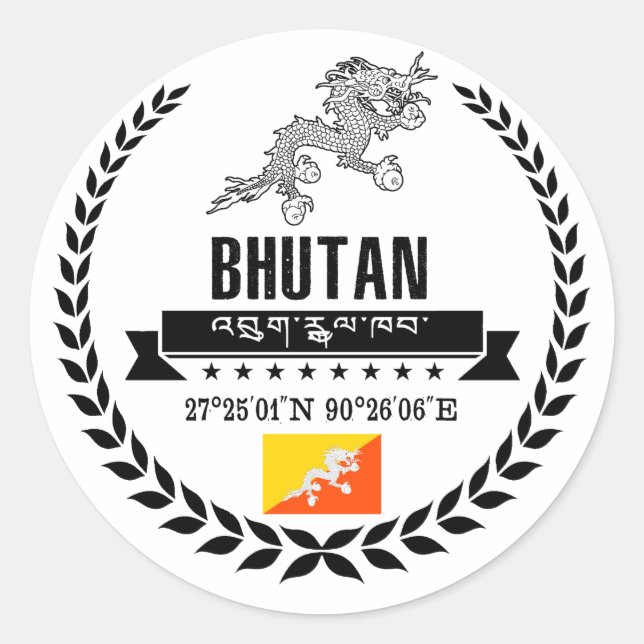 Bhutan Runder Aufkleber (Vorderseite)