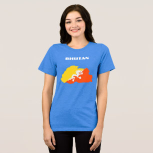 BHUTAN Special Customizable Blue Tourist Tri-Blend Shirt