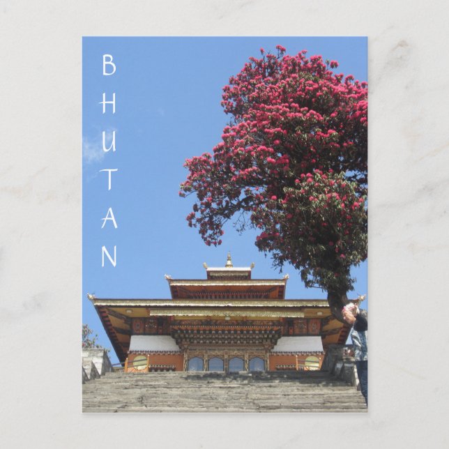 Bhutan-Tempelleben Postkarte (Vorderseite)