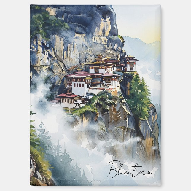 Bhutan Tiger's Nest Kloster Magnet (Vorderseite)