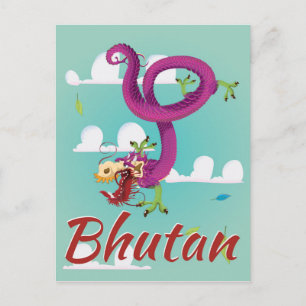 Bhutan Vintage Travel Poster Postkarte