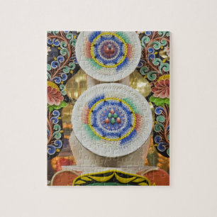 Bhutan. Zwergkuchen von Mönchen schmücken die Puzzle