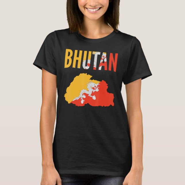 Bhutanese Bhutan Landkarte T-Shirt (Vorderseite)