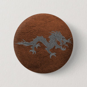 Bhutanese Dragon auf Leder Button