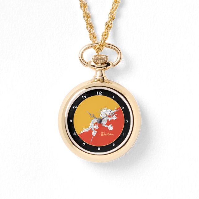 Bhutanese Flag & Bhutan mode /design watch Armbanduhr (Vorderseite)