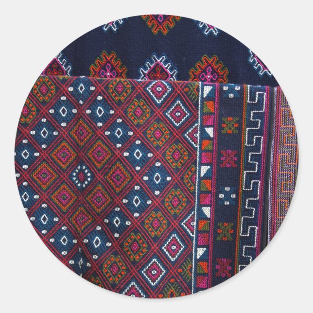 Bhutanese Rugs Runder Aufkleber (Vorderseite)