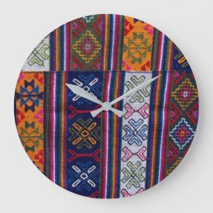 Bhutanese Textile Große Wanduhr