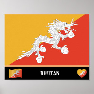 Bhutanesische Flagge / Bhutanisches Land / Bhutani Poster