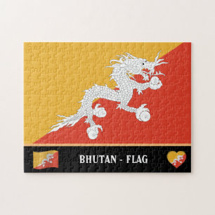 Bhutanesische Flagge und Bhutanesisches Land / Bhu Puzzle