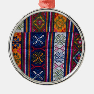 Bhutanesischer Stoff Silbernes Ornament
