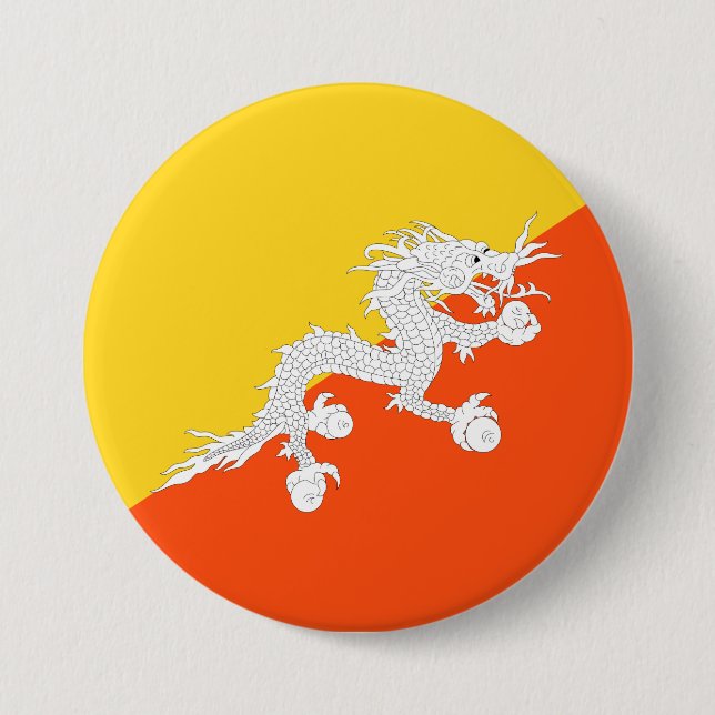 Bhutanische Flagge (Bhutan) (Donnerdrache) Button (Vorderseite)