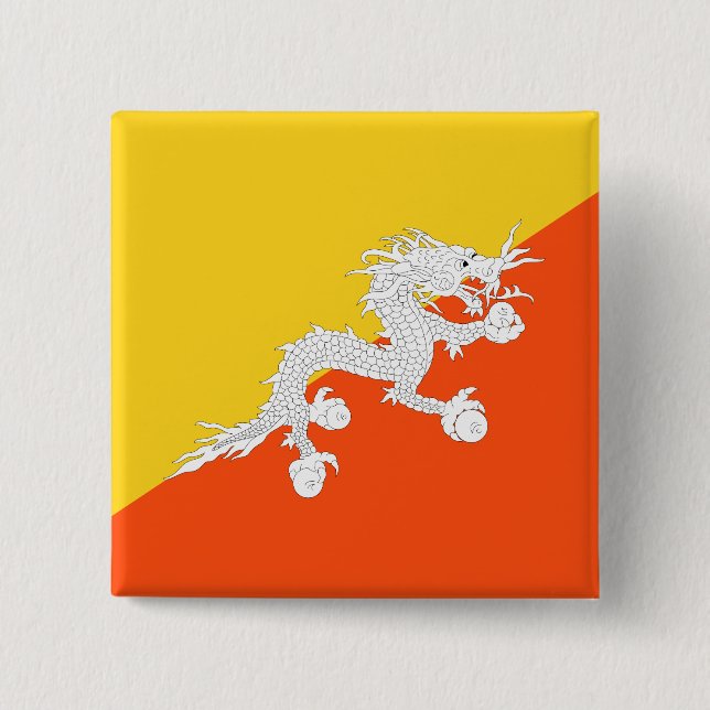 Bhutanische Flagge (Bhutan) (Donnerdrache) Button (Vorderseite)