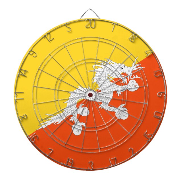 Bhutanische Flagge (Bhutan) (Donnerdrache) Dartscheibe (vorne)