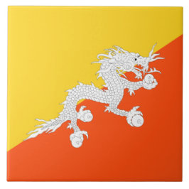 Bhutanische Flagge (Bhutan) (Donnerdrache) Fliese