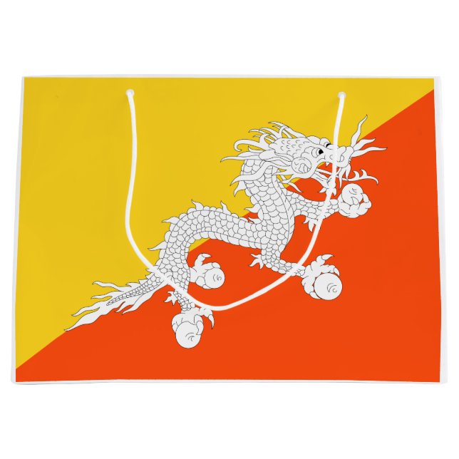 Bhutanische Flagge (Bhutan) (Donnerdrache) Große Geschenktüte (Vorderseite)