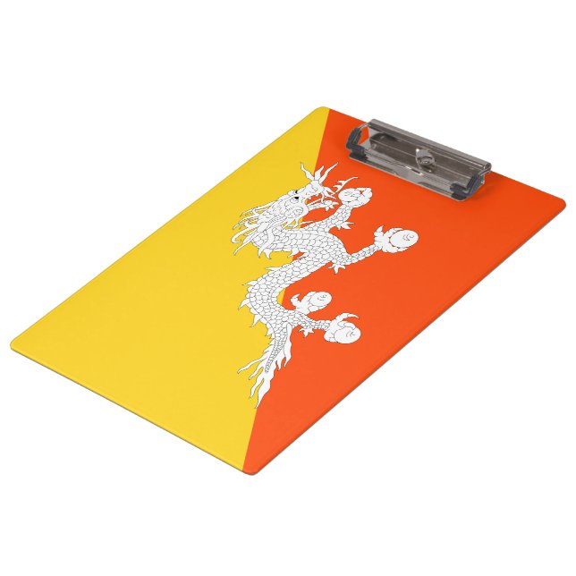 Bhutanische Flagge (Bhutan) (Donnerdrache) Klemmbrett (Schrägansicht)