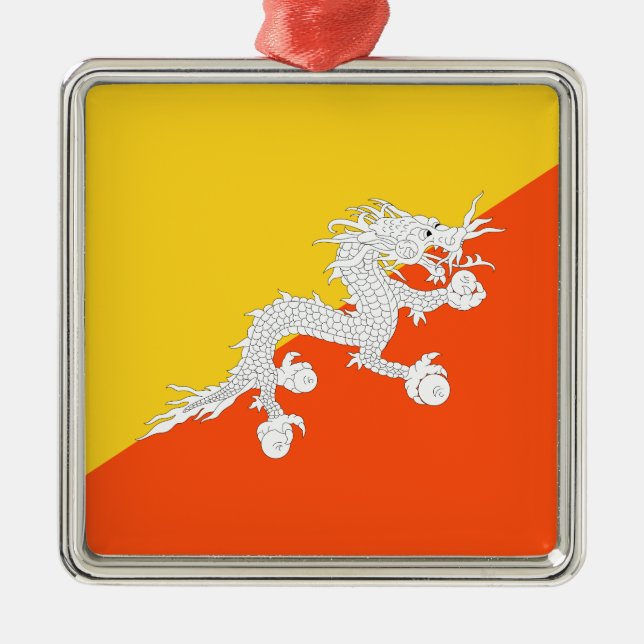 Bhutanische Flagge (Bhutan) (Donnerdrache) Ornament Aus Metall (Vorne)