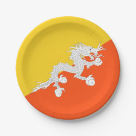 Bhutanische Flagge (Bhutan) (Donnerdrache) Pappteller