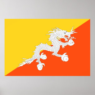 Bhutanische Flagge (Bhutan) (Donnerdrache) Poster