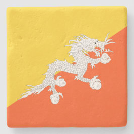 Bhutanische Flagge (Bhutan) (Donnerdrache) Steinuntersetzer