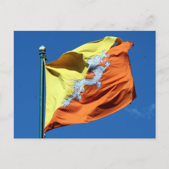 bhutanische Flagge Postkarte (Vorderseite)
