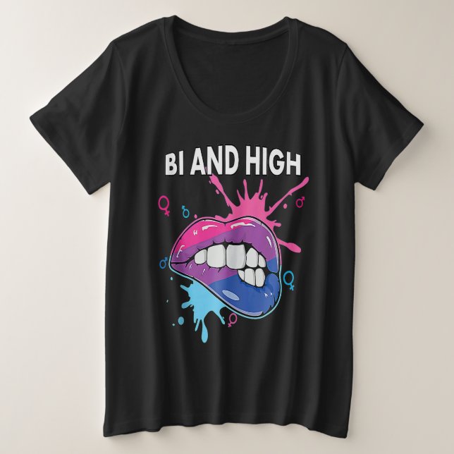 Bi And High Bisexual Rainbow Pride March Bisexuali Große Größe T-Shirt (Design vorne)