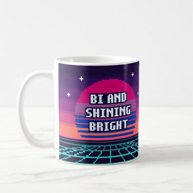 Bi And Shining Bright Pride Pixel Becher Kaffeetasse (Links)
