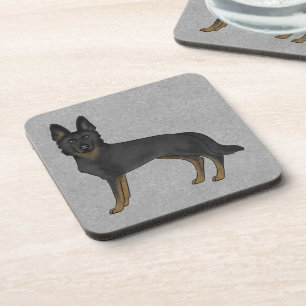 Bi-Black German Shepherd Cartoon GSD Dog Gray Getränkeuntersetzer