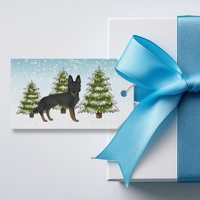 Bi-Black German Shepherd Dog Blue Winter Christmas Geschenkanhänger (Von Creator hochgeladen)