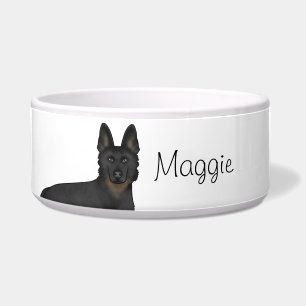 Bi-Black German Shepherd Dog Head Individuelle Nam Napf
