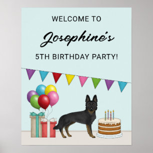 Bi-Black German Shepherd Geburtstagsparty Willkomm Poster