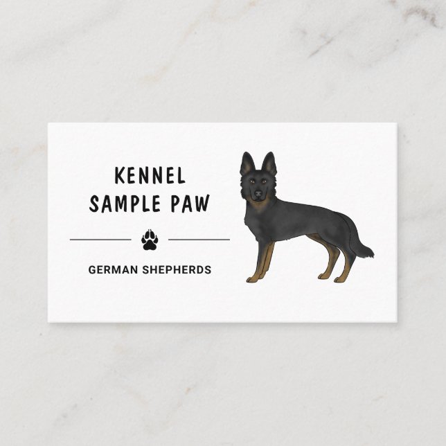 Bi-Black German Shepherd GSD Dog Kennel Züchter Visitenkarte (Vorderseite)