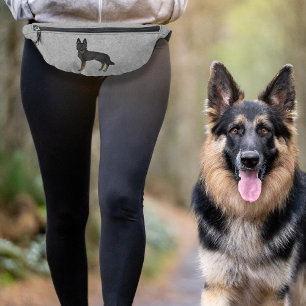 Bi-Black German Shepherd Niedlich Cartoon Dog Gray Bauchtasche
