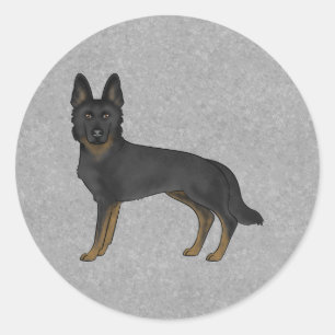 Bi-Black German Shepherd Niedlich Cartoon Dog Gray Runder Aufkleber