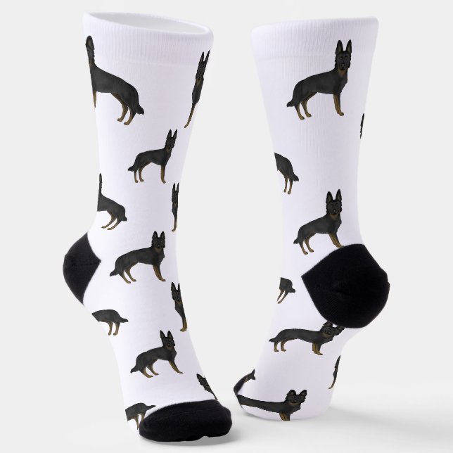 Bi-Black German Shepherd Niedlich Cartoon Dog Must Socken (Gewinkelt)
